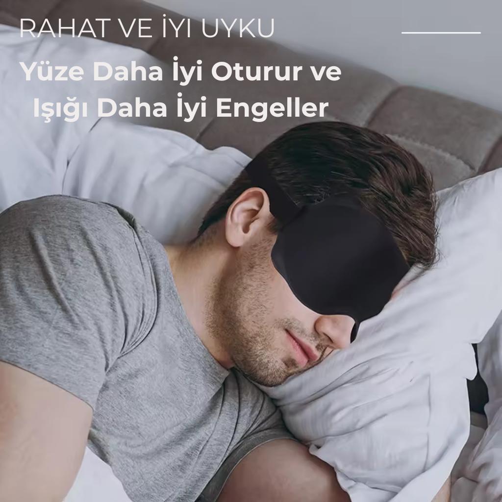 Premium Siyah Göz Bandı + Hediye Ağız Bandı | Derin Uyku Seti